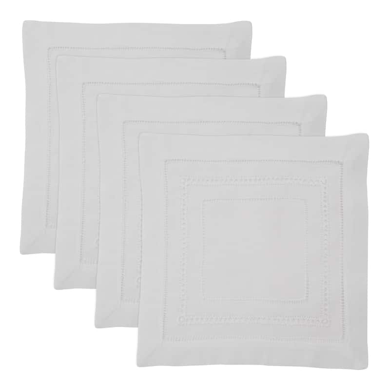 Linen Blend Hemstitched Dinner Napkins (Set of 4)