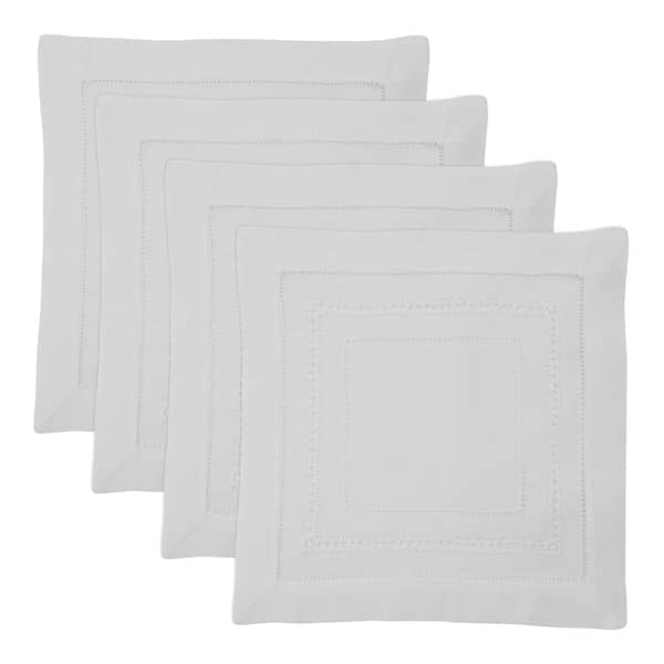 Cloth Napkins Set of 6 Cotton Napkins White Hemstitched Dinner Napkins  12x12