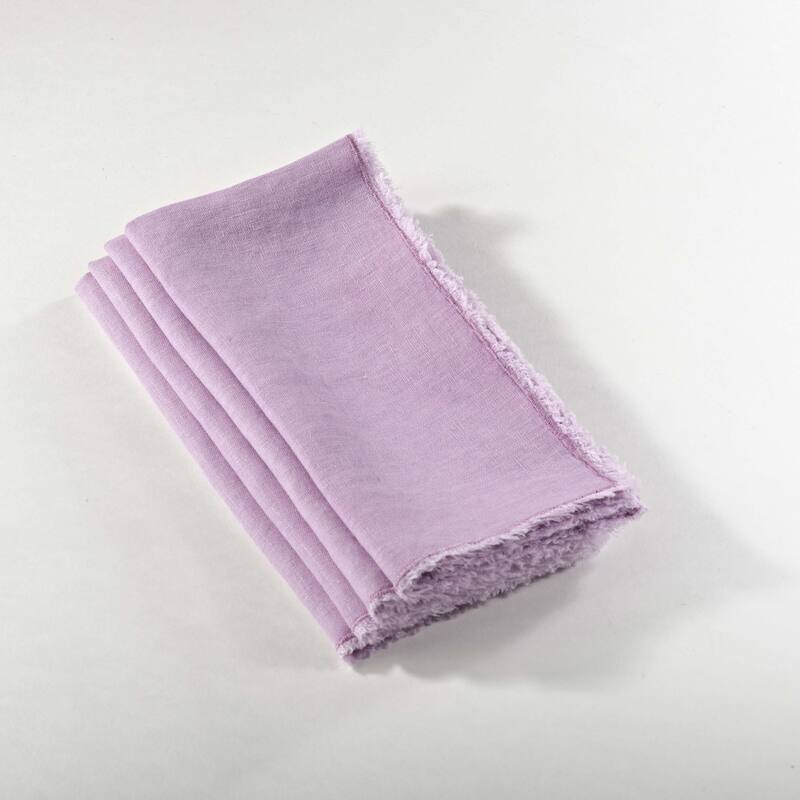 Stone Washed Table Napkins With Fringed Design (Set of 4)