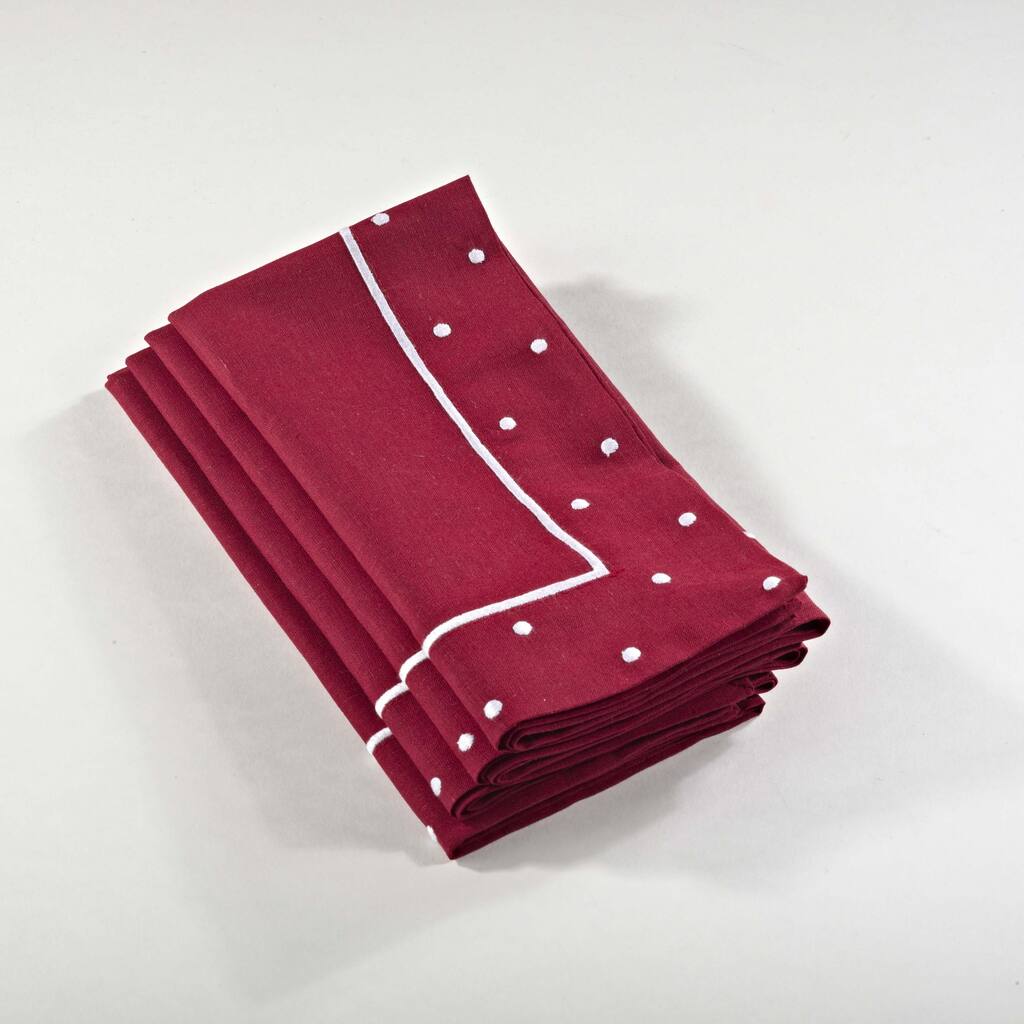 Embroidered Napkin with Dotted Border - set of 4