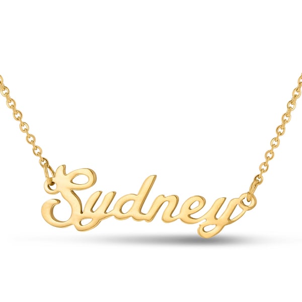 Shop Gold Over Brass &#39;Sydney&#39; Nameplate Necklace - On Sale - Free Shipping On Orders Over $45 ...