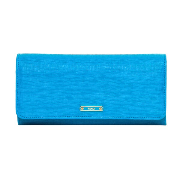 Fendi Crayons Blue Leather Flap over Wallet   Shopping   Top