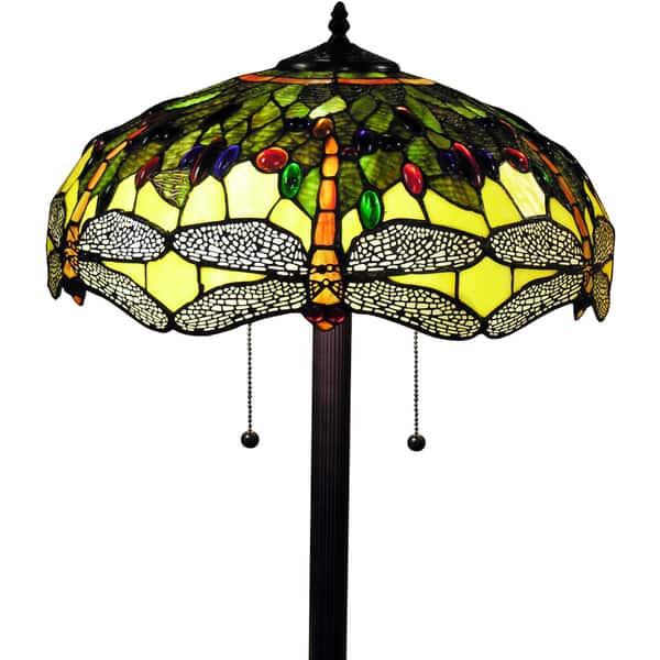 Shop Tiffany Style Verde Dragonfly 18 Inch Floor Lamp On Sale