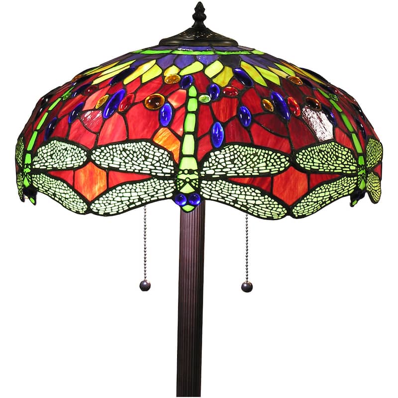 Tiffany-style Scarlet Dragonfly 18-inch Floor Lamp