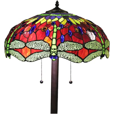 Tiffany-style Scarlet Dragonfly 18-inch Floor Lamp