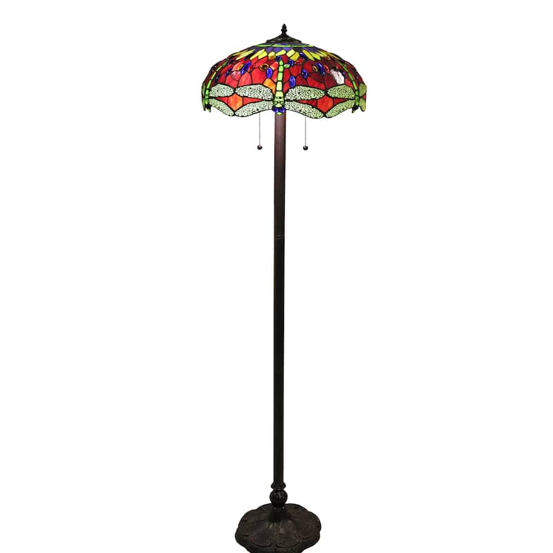 Tiffany-style Scarlet Dragonfly 18-inch Floor Lamp