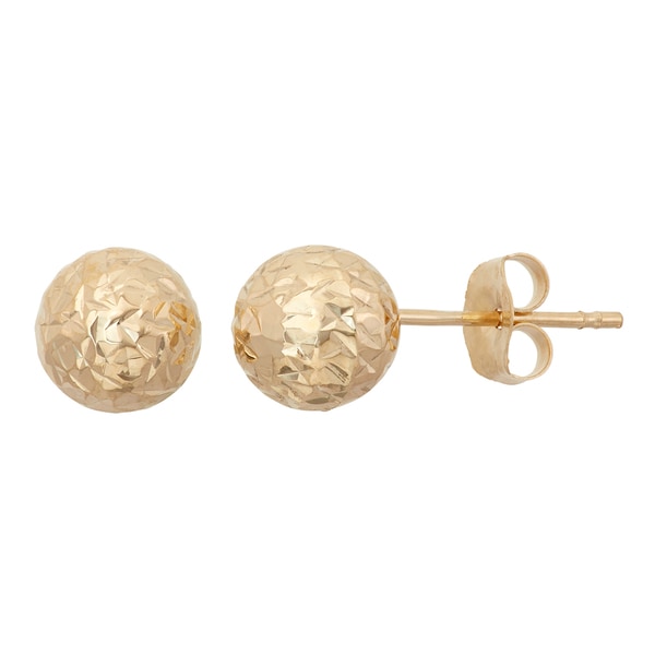 Gioelli 14k Gold 6mm Diamond Cut Ball Stud Earrings - Free Shipping ...