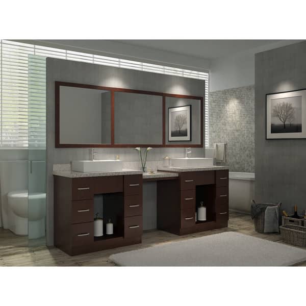 Roosevelt 97 Inch Double Sink Vanity Set In Walnut With Roosevelt 97 Inch Double Sink