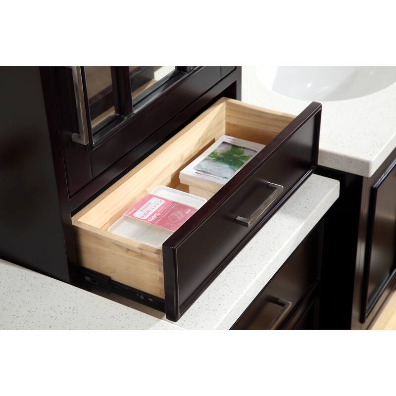 ARIEL Stafford 85-inch Double Sink Espresso Vanity Set with Center Medicine Cabinet