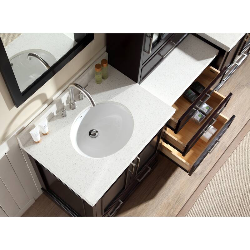 ARIEL Stafford 85-inch Double Sink Espresso Vanity Set with Center Medicine Cabinet