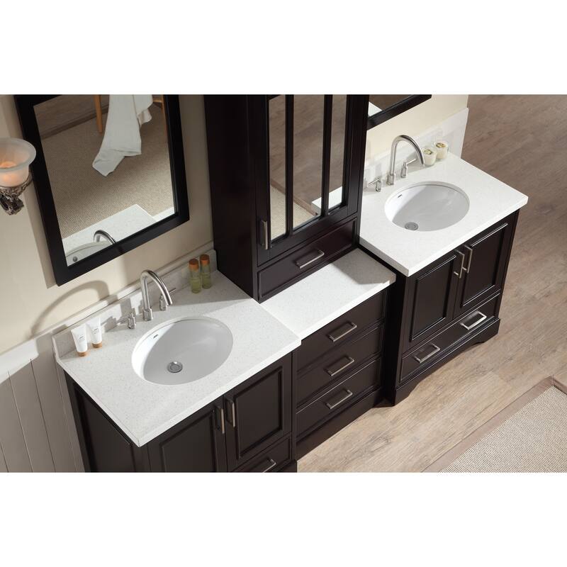 ARIEL Stafford 85-inch Double Sink Espresso Vanity Set with Center Medicine Cabinet