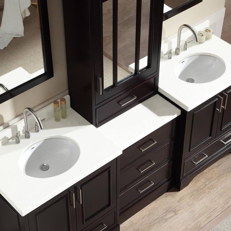 ARIEL Stafford 85-inch Double Sink Espresso Vanity Set with Center Medicine Cabinet