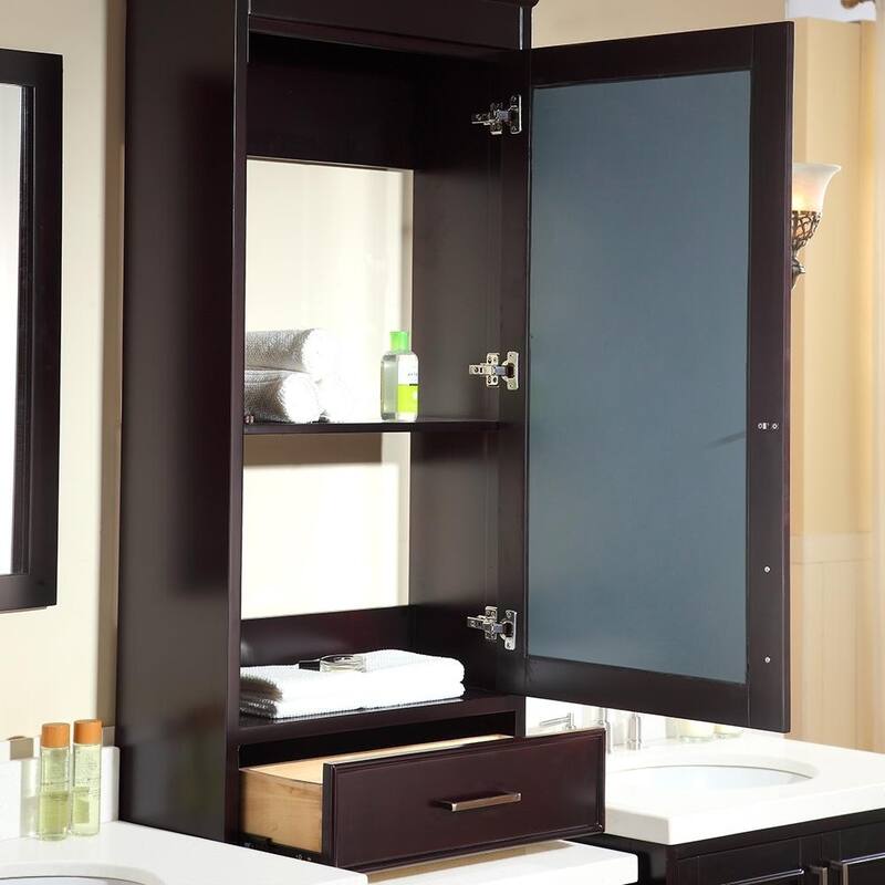 ARIEL Stafford 85-inch Double Sink Espresso Vanity Set with Center Medicine Cabinet