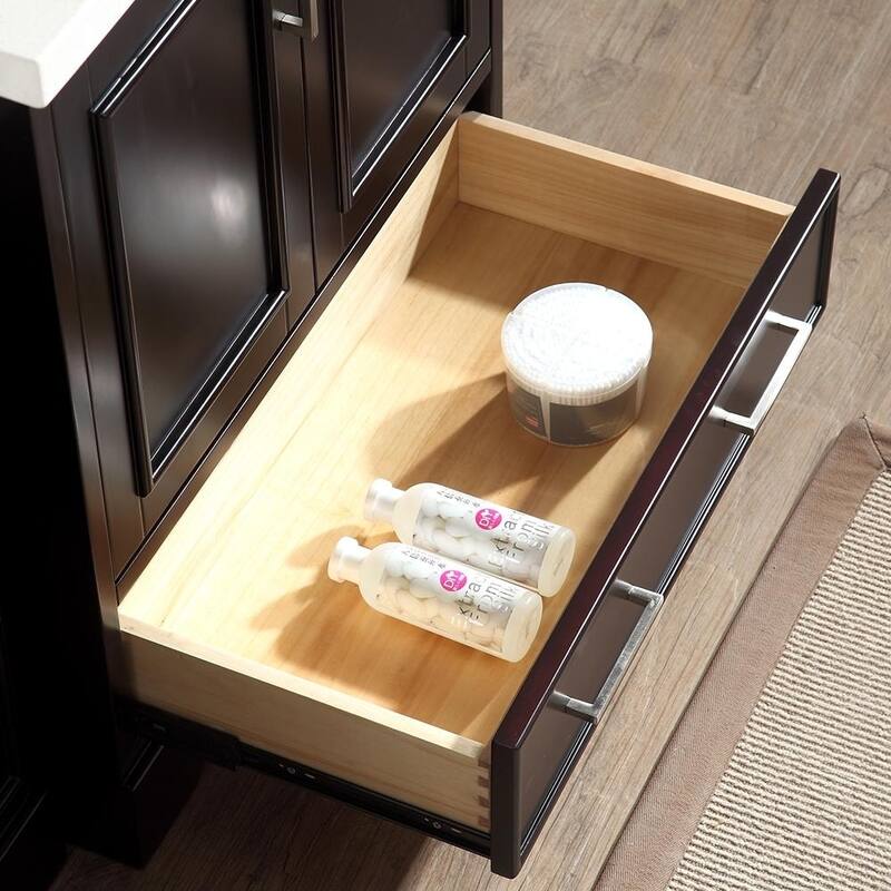 ARIEL Stafford 85-inch Double Sink Espresso Vanity Set with Center Medicine Cabinet