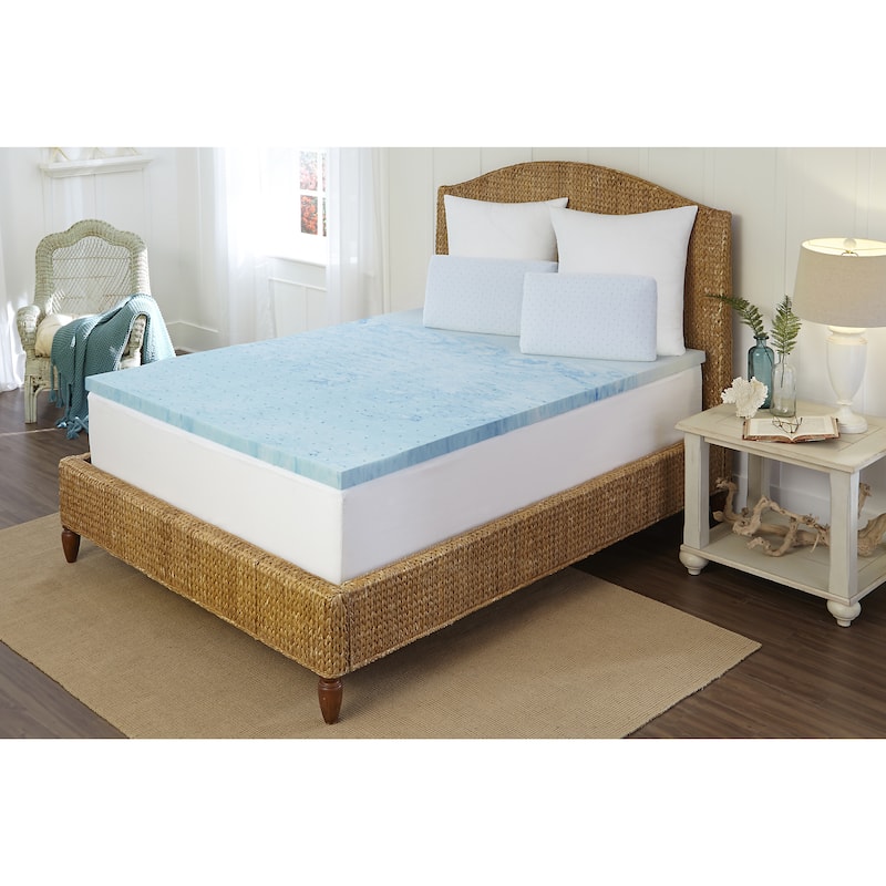 Arctic Sleep Marbleized 2-inch Gel Memory Foam Mattress Topper - Cooling - Queen