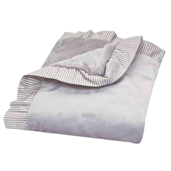 slide 1 of 1, Trend Lab Dove Grey Ruffle Stripe Trimmed Receiving Blanket