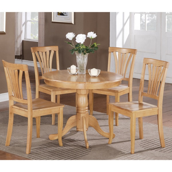  5  piece  Round Oak Kitchen  Table Set  Free Shipping Today 