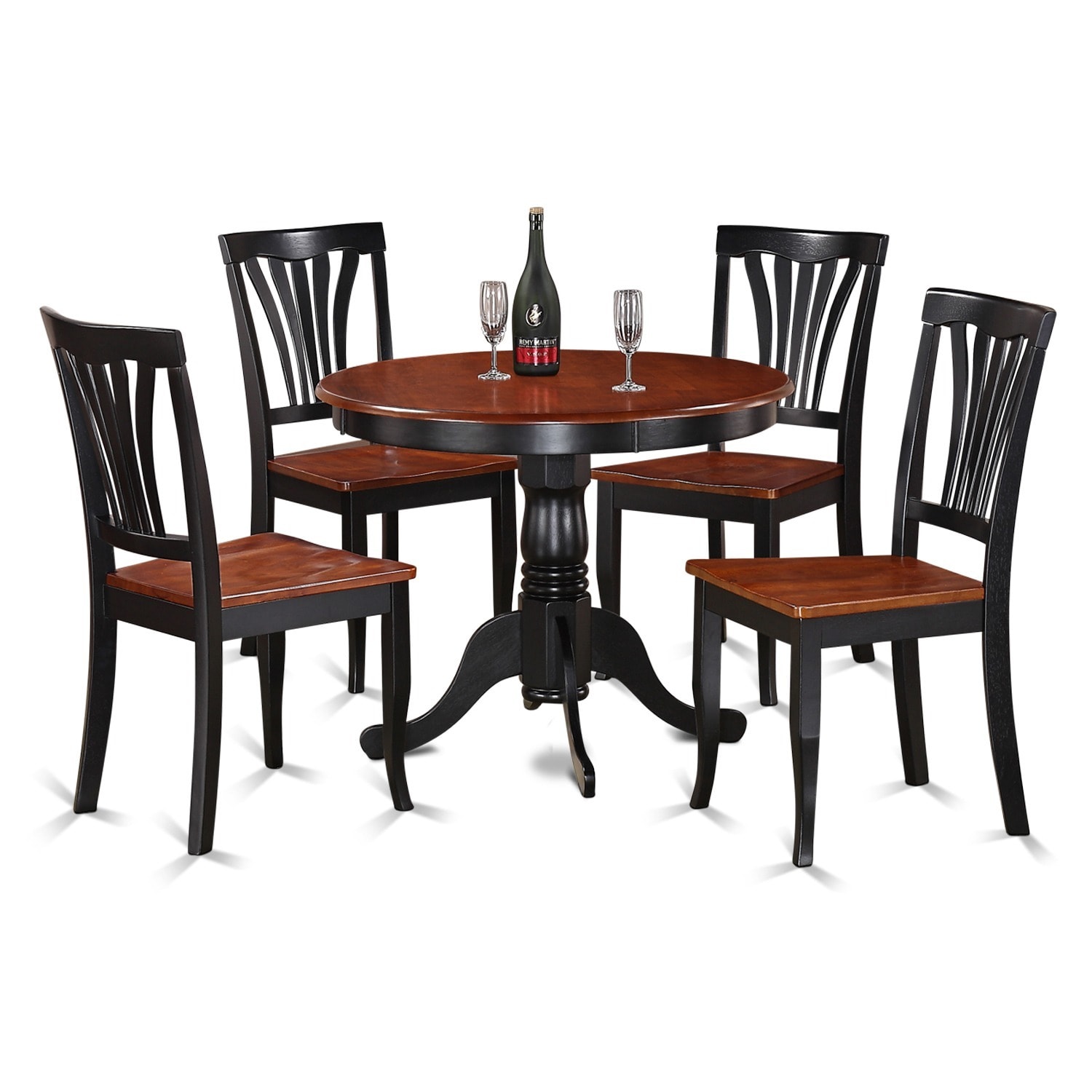5 Piece Round Black And Cherry Kitchen Table Set Ebay 5 Piece Round Black And Cherry Kitchen Table Set
