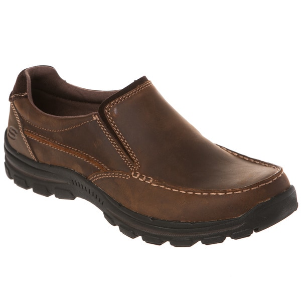 Shop Skechers USA Relaxed Fit Leather Moc Toe Gel Infused Memory Foam ...