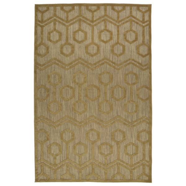 Indoor/Outdoor Luka Light Brown Zig-Zag Rug - 2'1" x 4'