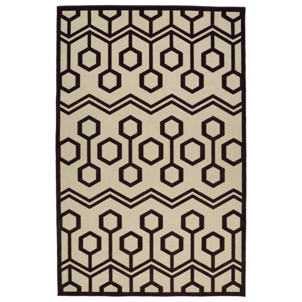 Indoor/Outdoor Luka Brown Zig-Zag Rug (3'10 x 5'8) - 3'10" x 5'8"