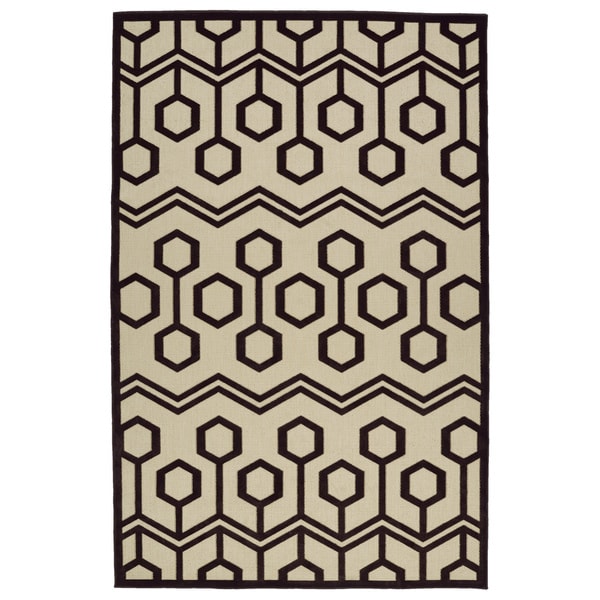Indoor/Outdoor Luka Brown Zig-Zag Rug - 2'1" x 4'