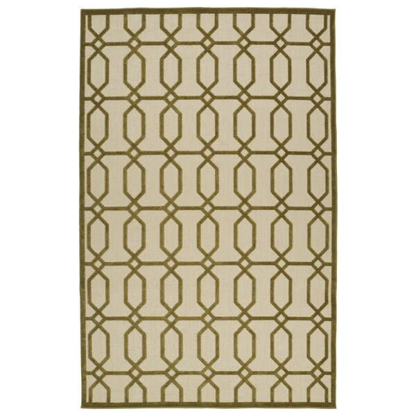 Indoor/Outdoor Luka Olive Geo Rug - 5' x 7'6"