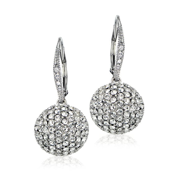Crystal Ice Silvertone Swarovski Elements Ball Drop Leverback Crystal Ice Silvertone Swarovski Elements Ball Drop Leverback Earrings