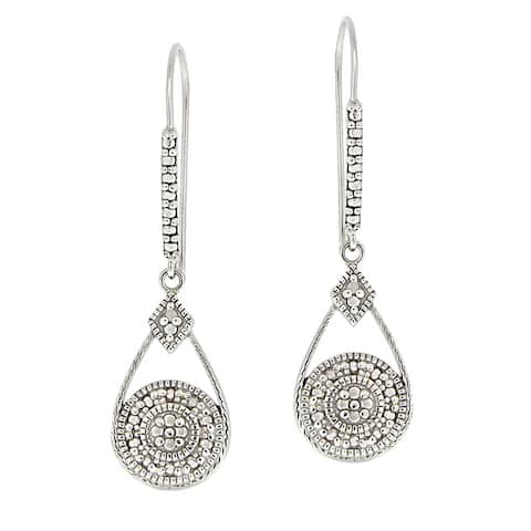 DB Designs Sterling Silver Diamond Accent Bar and Teardrop Dangle Earrings