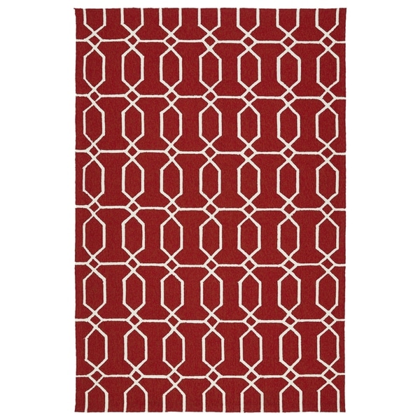 Indoor/Outdoor Handmade Getaway Red Links Rug - 5' x 7'6"
