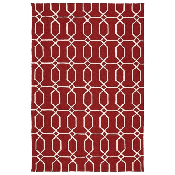 Indoor/Outdoor Handmade Getaway Red Links Rug - 8' x 10'
