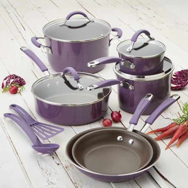 Rachael Ray Cucina Hard Enamel Nonstick 12-Piece Cookware Set, Lavender  Purple (As Is Item) - Bed Bath & Beyond - 14056634