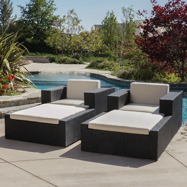 Shop Ventura Outdoor 4-piece Wicker Lounge Set with Sunbrella Cushions ...