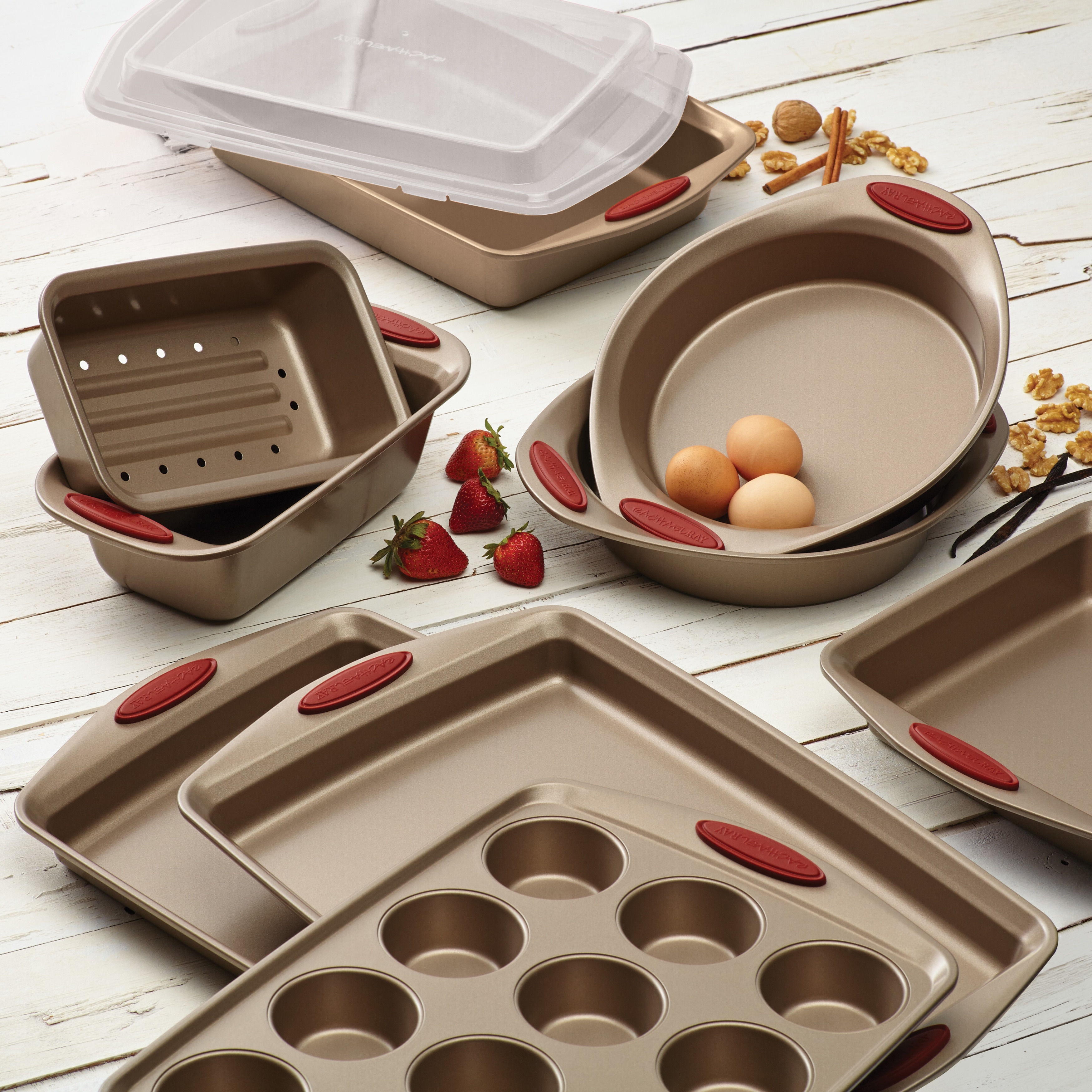 Rachael Ray Cucina Latte Brown Nonstick 10-Piece Bakeware Set