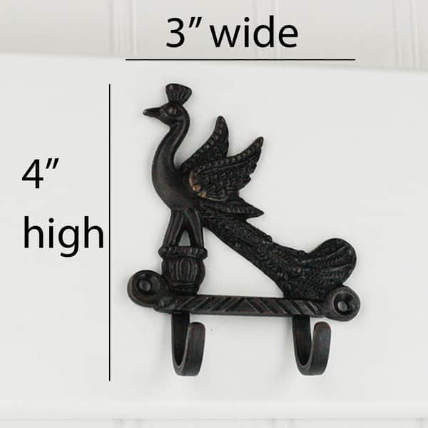 Highpoint Collection Oil Rubbed Bronze Peacock Double Wall Hooks - Set of 4