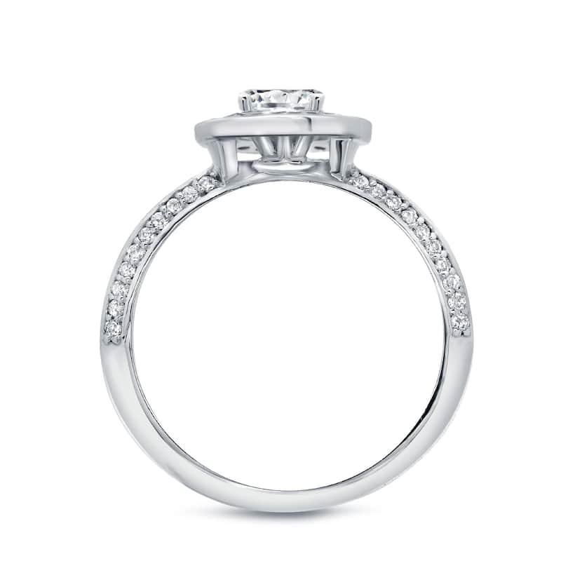 Auriya 14k Gold 2 carat TW Round Halo Diamond Engagement Ring Set