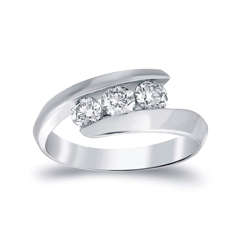 Auriya Contemporary 1/2ct TDW 3-Stone Bypass Diamond Ring 14k Gold - 6 - White