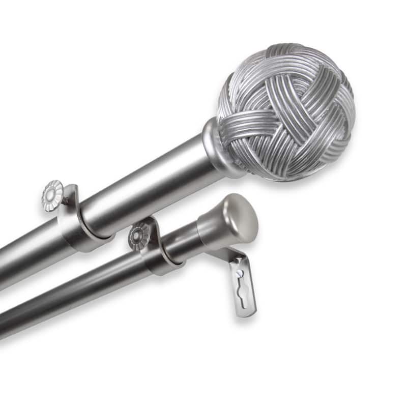 InStyleDesign Winona Adjustable Double Curtain Rod - 28 to 48 inches - satin nickel