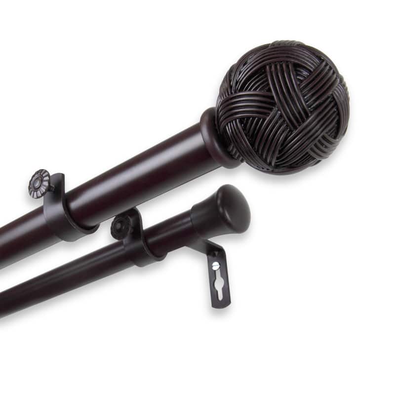 InStyleDesign Winona Adjustable Double Curtain Rod - 28 to 48 inches - Mahogany