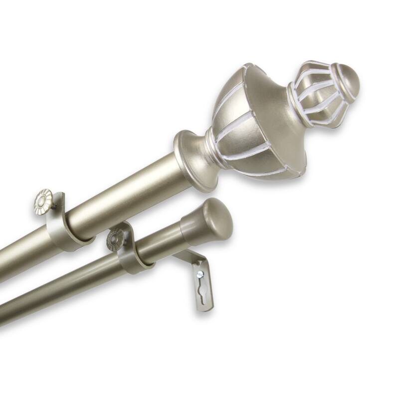 InStyleDesign Oden Adjustable Double Curtain Rod - 28 to 48 inches - Light gold