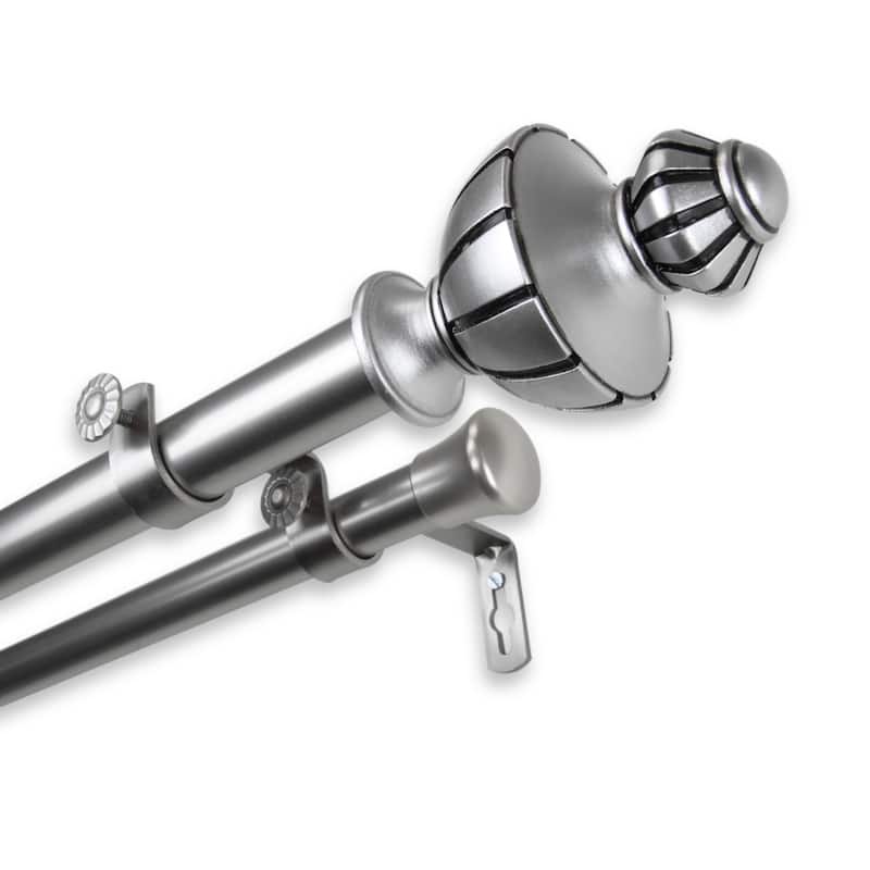 InStyleDesign Oden Adjustable Double Curtain Rod - 28 to 48 inches - satin nickel