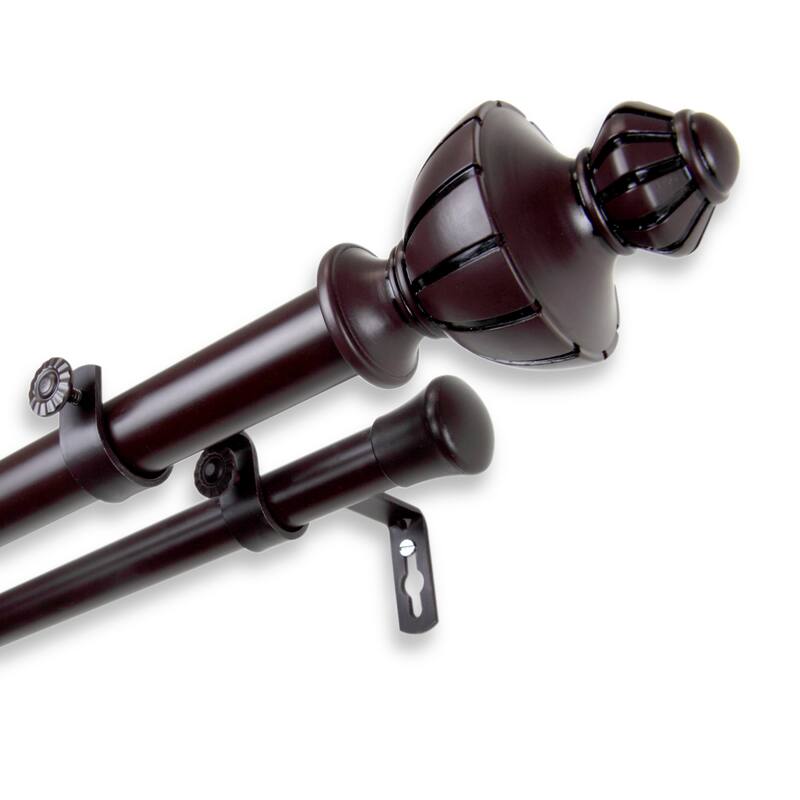 InStyleDesign Oden Adjustable Double Curtain Rod - 28 to 48 inches - Mahogany