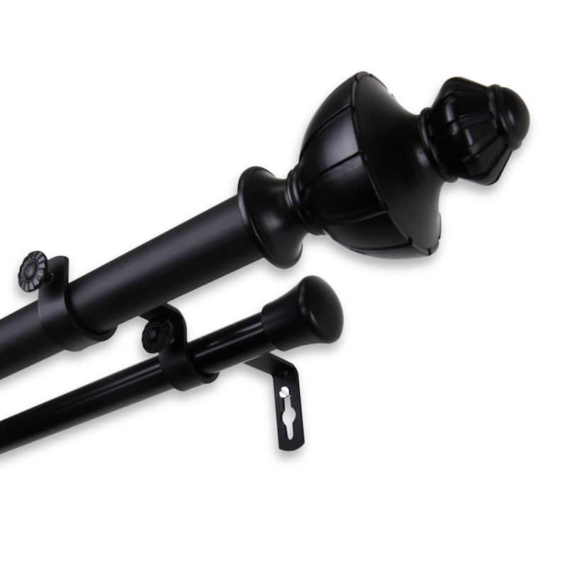 InStyleDesign Oden Adjustable Double Curtain Rod - 28 to 48 inches - Black