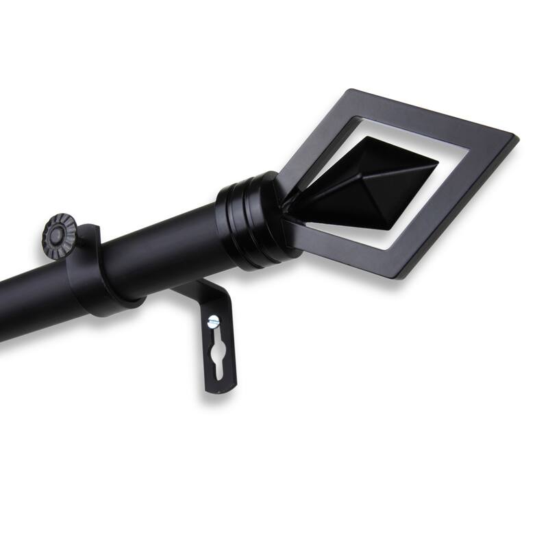 InStyleDesign Crystal Adjustable Curtain Rod - 28 to 48 inches - Black