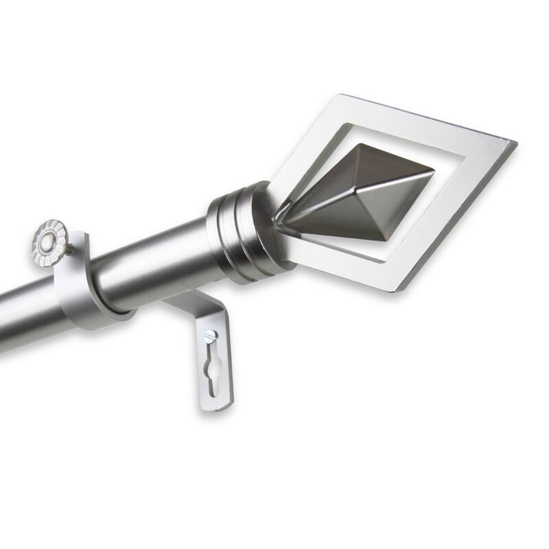 InStyleDesign Crystal Adjustable Curtain Rod - 28 to 48 inches - satin nickel