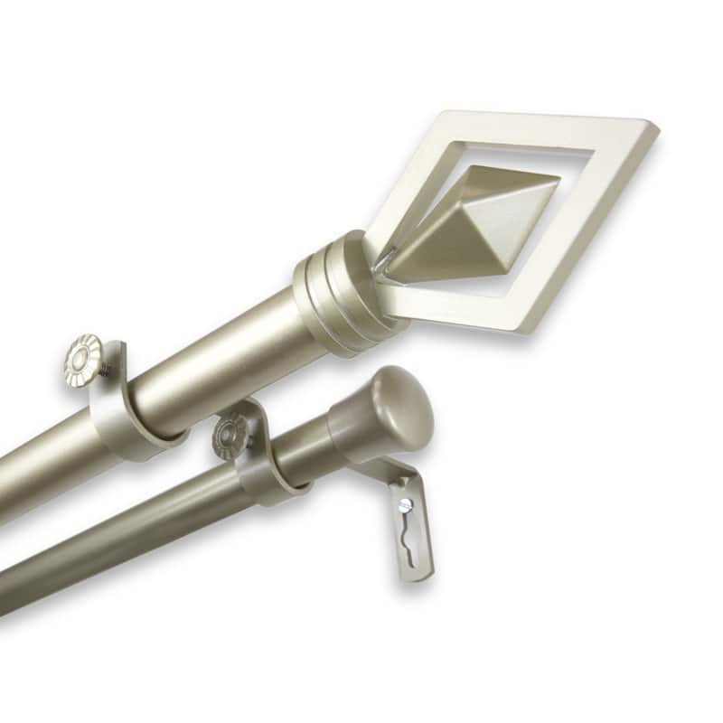 InStyleDesign Crystal Adjustable Double Curtain Rod - 28 to 48 inches - Light gold