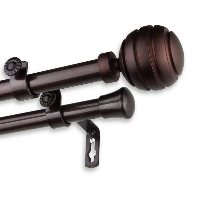 InStyleDesign Piper Adjustable Double Curtain Rod - 28 to 48 inches - Cocoa