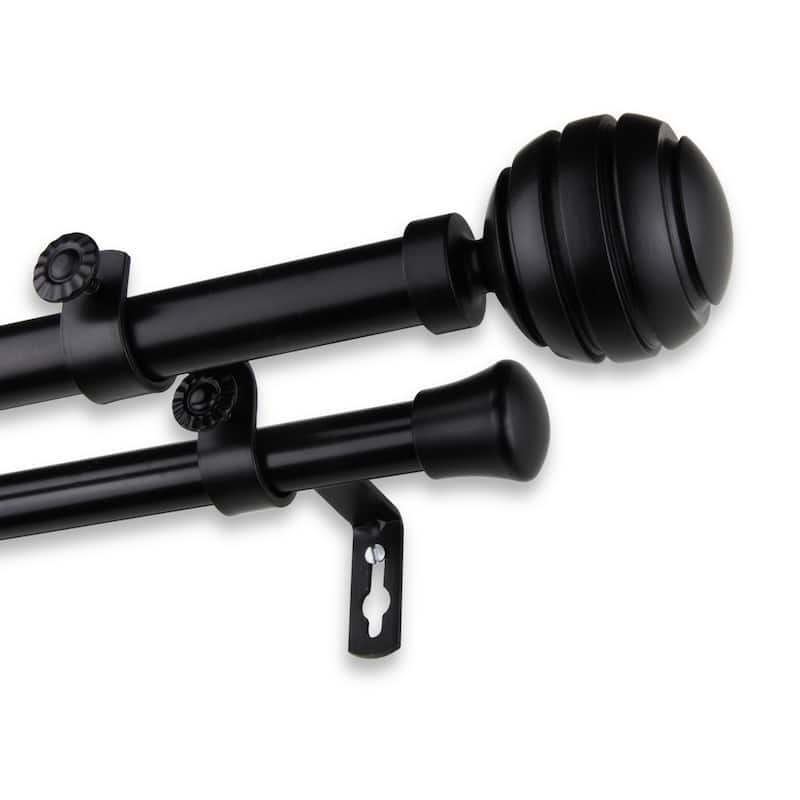 InStyleDesign Piper Adjustable Double Curtain Rod - 28 to 48 inches - Black