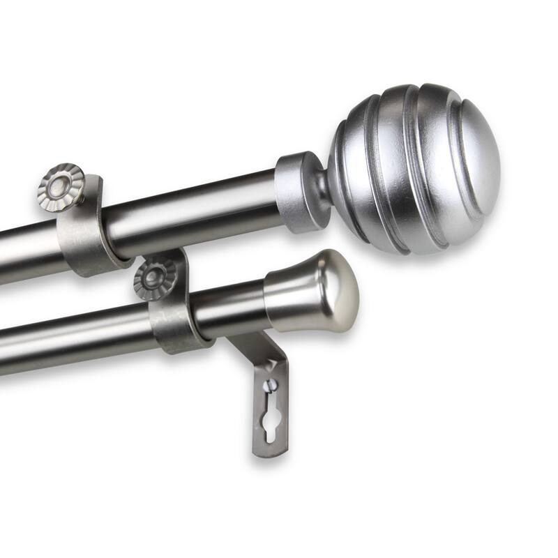 InStyleDesign Piper Adjustable Double Curtain Rod - 28 to 48 inches - satin nickel