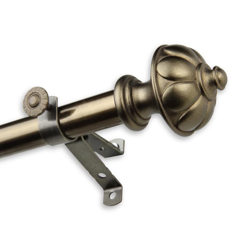 InStyleDesign Noah Adjustable Double Curtain Rod - 28 to 48 inch - Antique/Brass Finish - Antique Brass